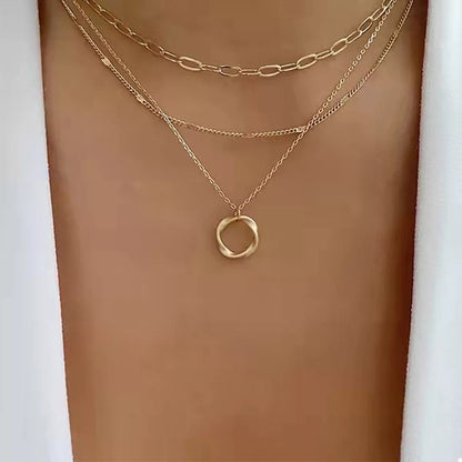 Triple Tiered Chain Pendant Necklace - EasyApparels