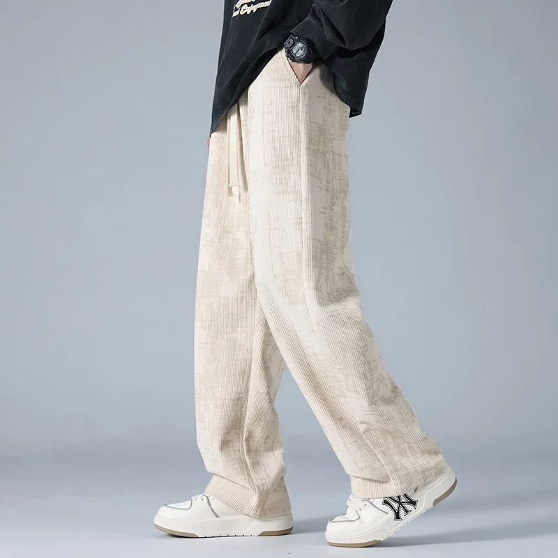 Loose Fit Patterned Elastic Waist Casual Mens Pants - Vossary