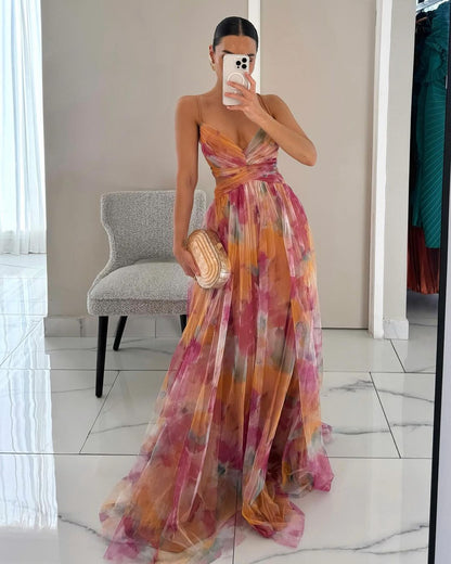 Vibrant Flower Long Summer Dress - EasyApparels