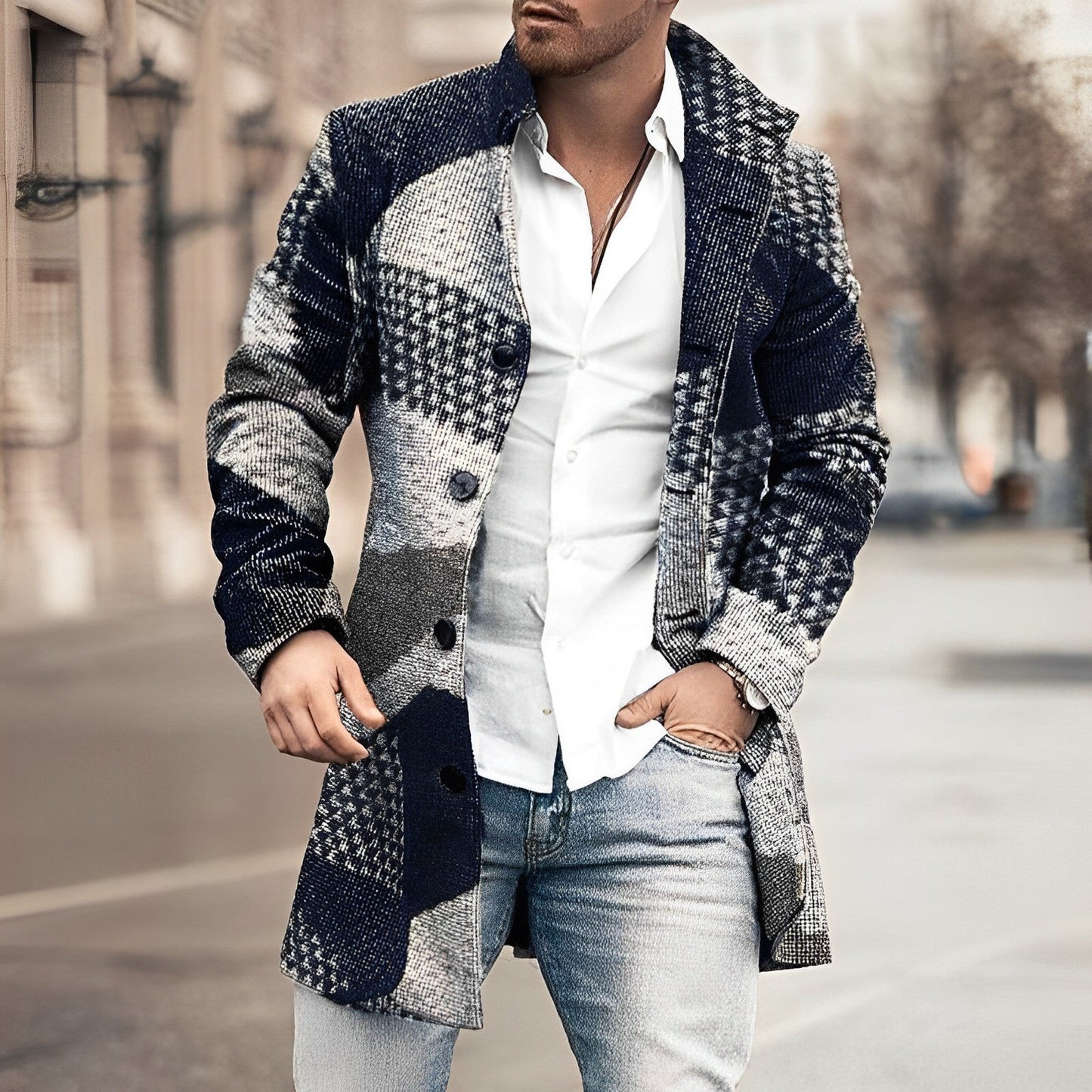 Classic Fit Mens Button Down Trench Coat
