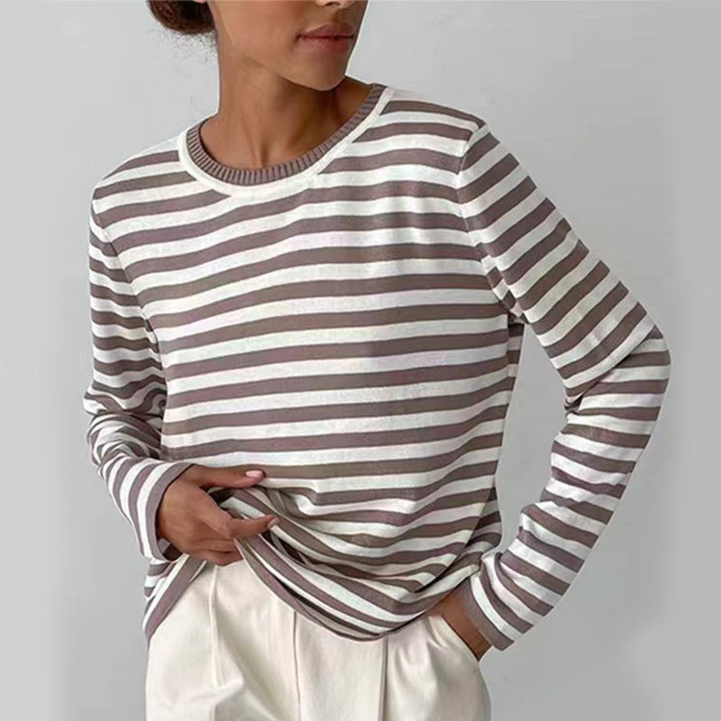 Comfy Women's Striped Crew Neck Sweater