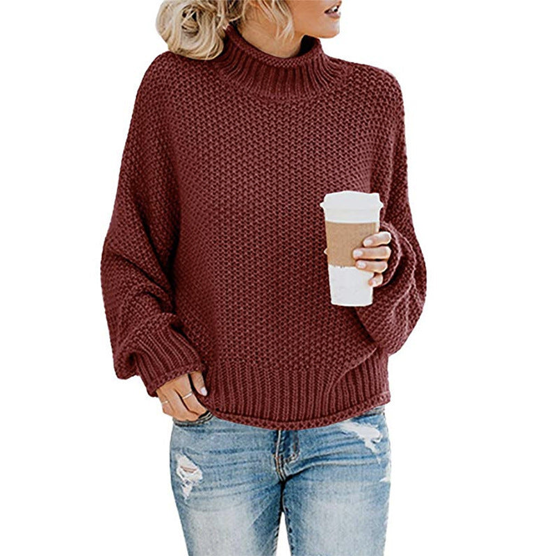 Cozy Women's Turtleneck Sweater - Soft Knit Winter Pullover