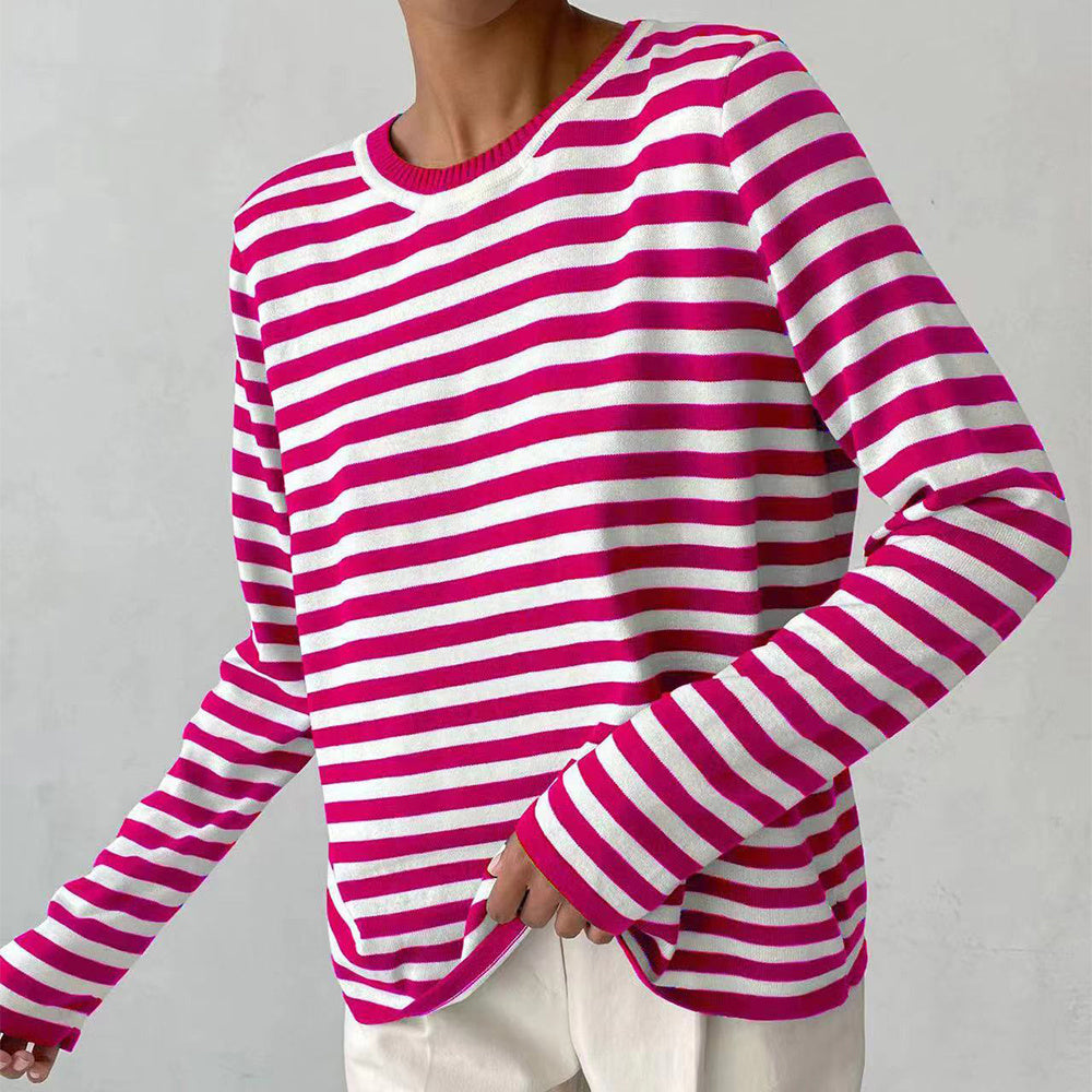 Comfy Women's Striped Crew Neck Sweater
