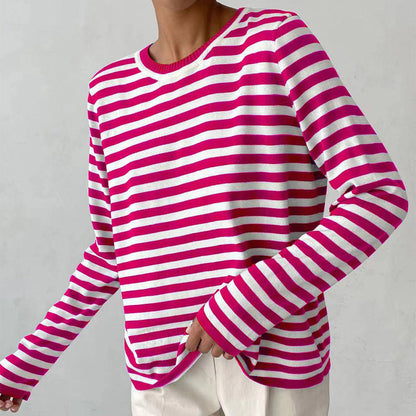 Comfy Women's Striped Crew Neck Sweater