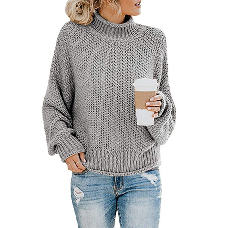 Cozy Women's Turtleneck Sweater - Soft Knit Winter Pullover