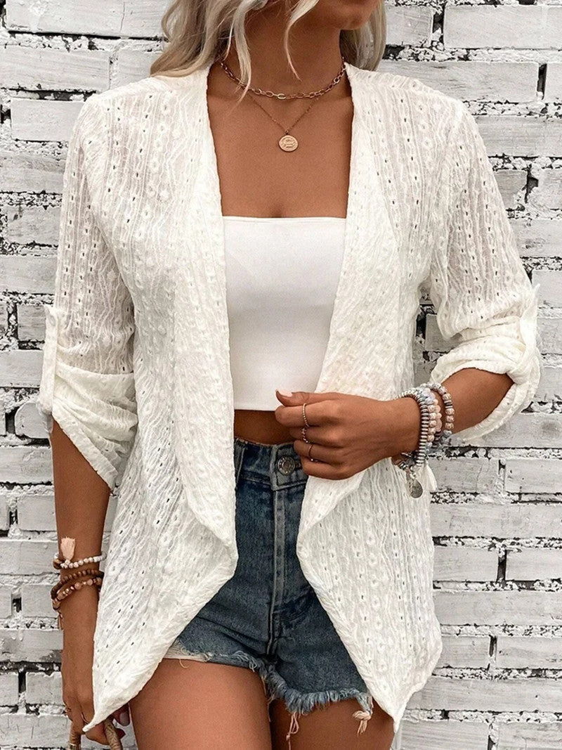 Cozy Open Front Oversized Knit Cardigan - Vossary