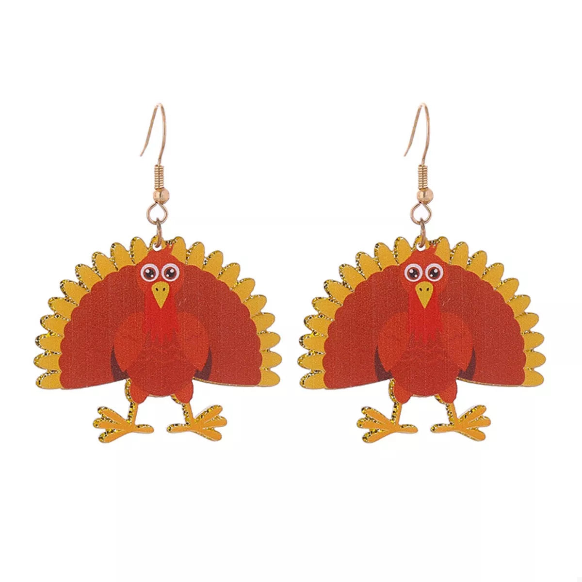 Fall Harvest Turkey Drop Earrings