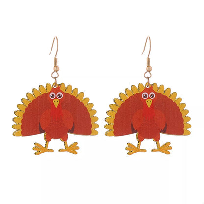 Fall Harvest Turkey Drop Earrings