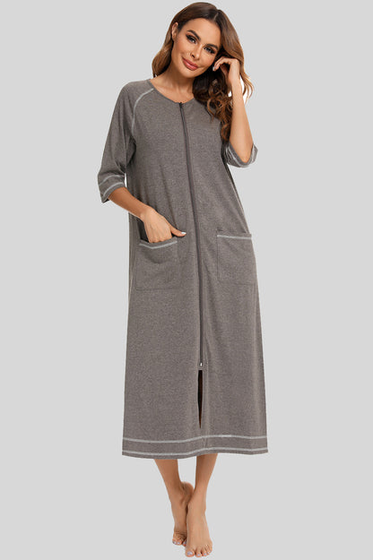 Comfy Pocket Nightgown with Round Neckline