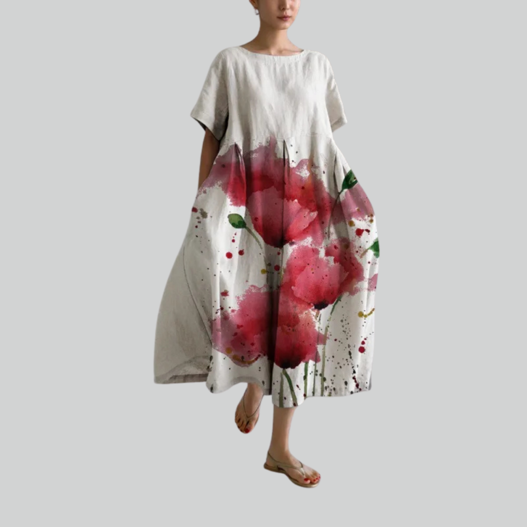 Casual Women's Short Sleeve Flowy Maxi Dress - Luxicro