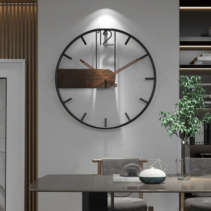 Stylish Metal and Wood Wall Clock - Vossary