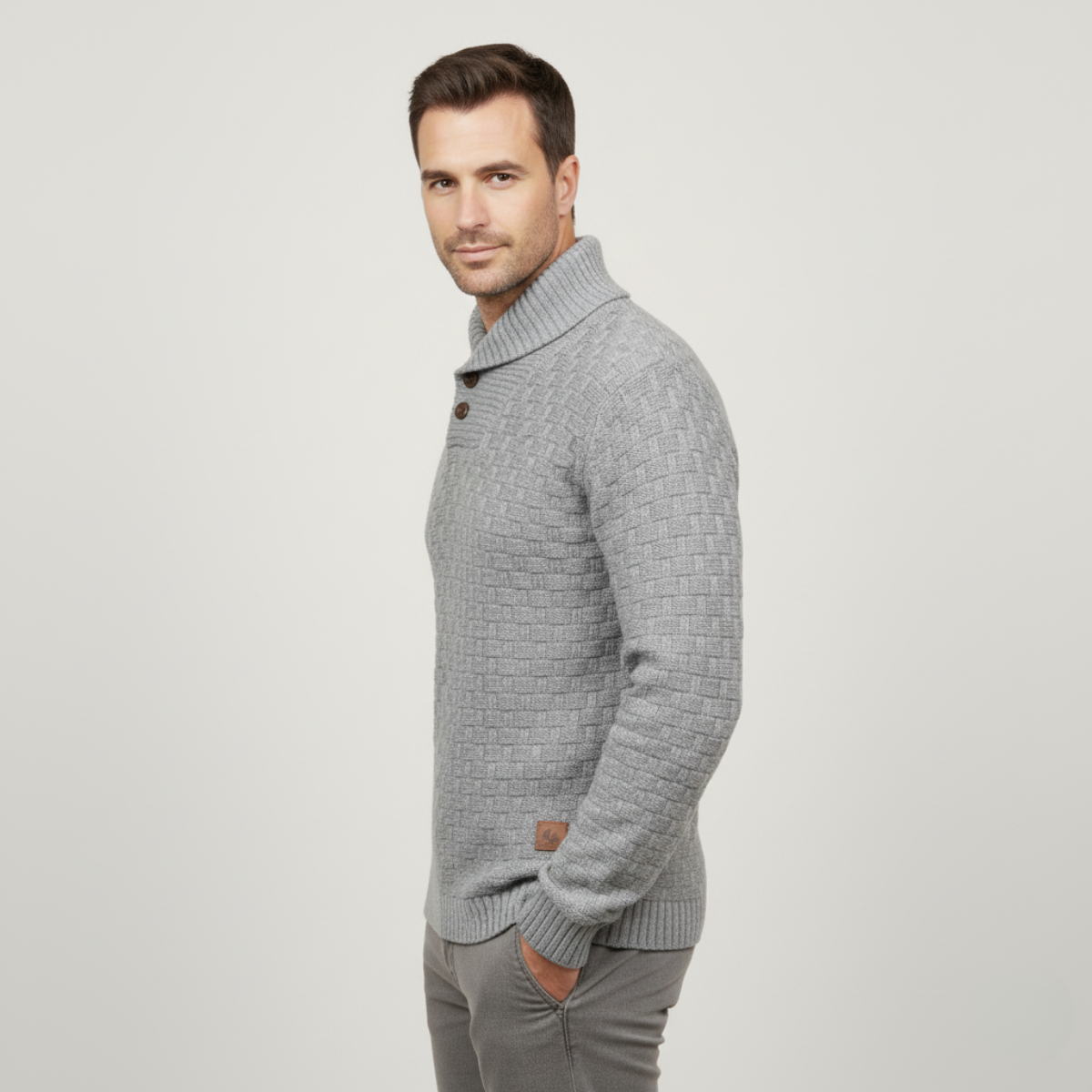Cozy Button Front Mens Thick Knit Sweater
