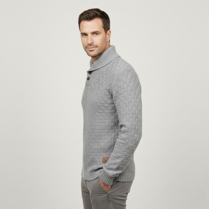 Cozy Button Front Mens Thick Knit Sweater