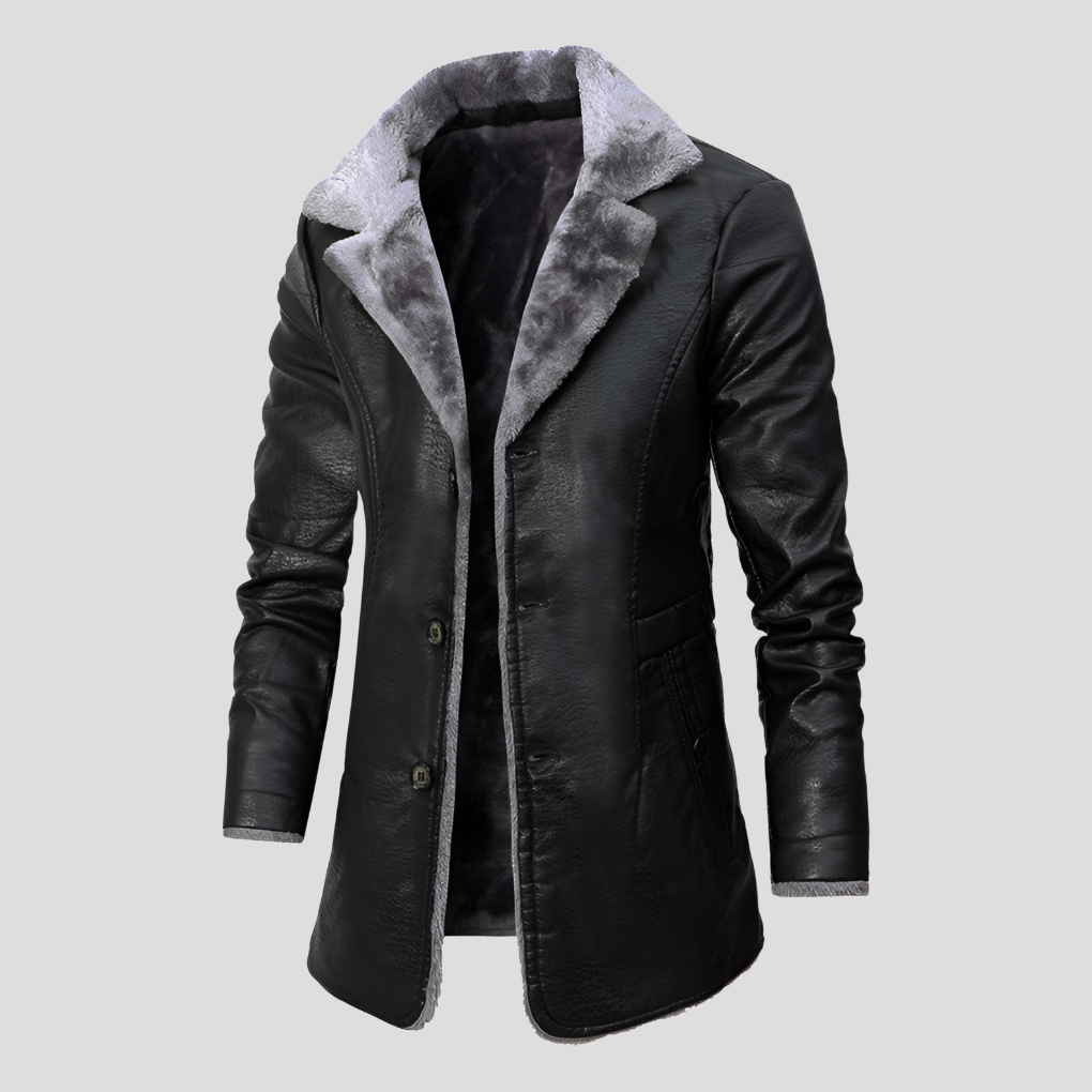 Warm Faux Leather Shearling Jacket - Vossary