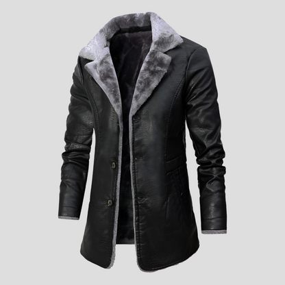 Warm Faux Leather Shearling Jacket - Vossary