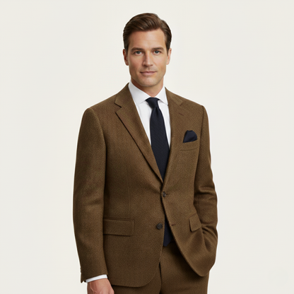 Classic Tan Tweed Blazer Jacket for Men