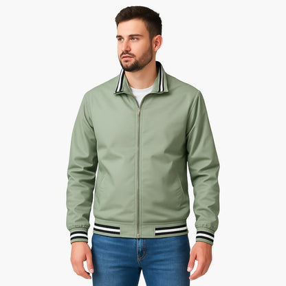 Men's Zip Up Flight Jacket with Stripe Detail