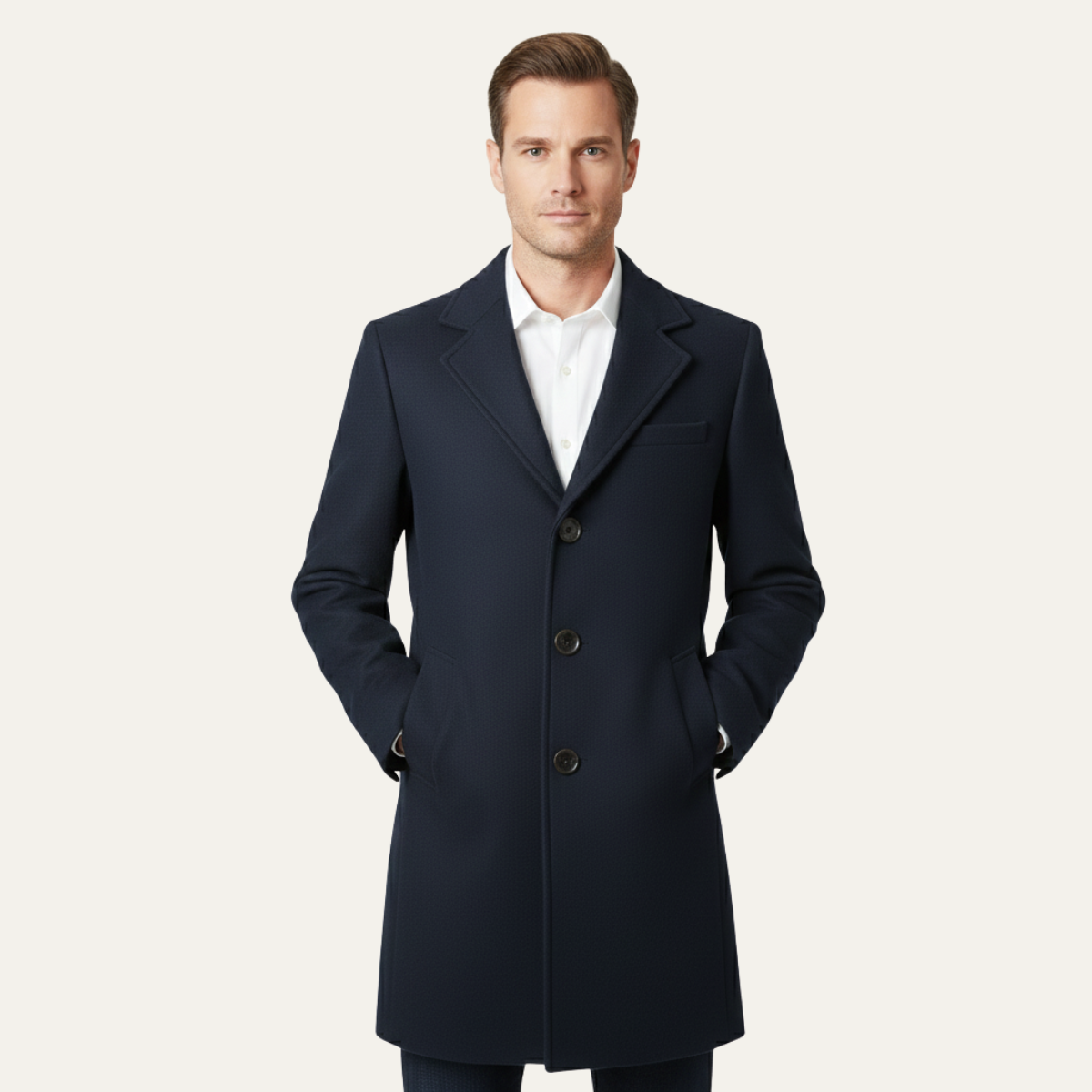 Classic Men's Wool Long Double Breasted Coat