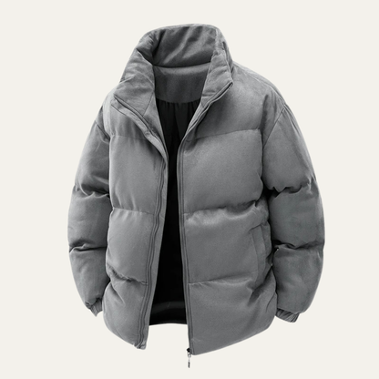 Warm Mens Suede Padded Winter Parka Jacket