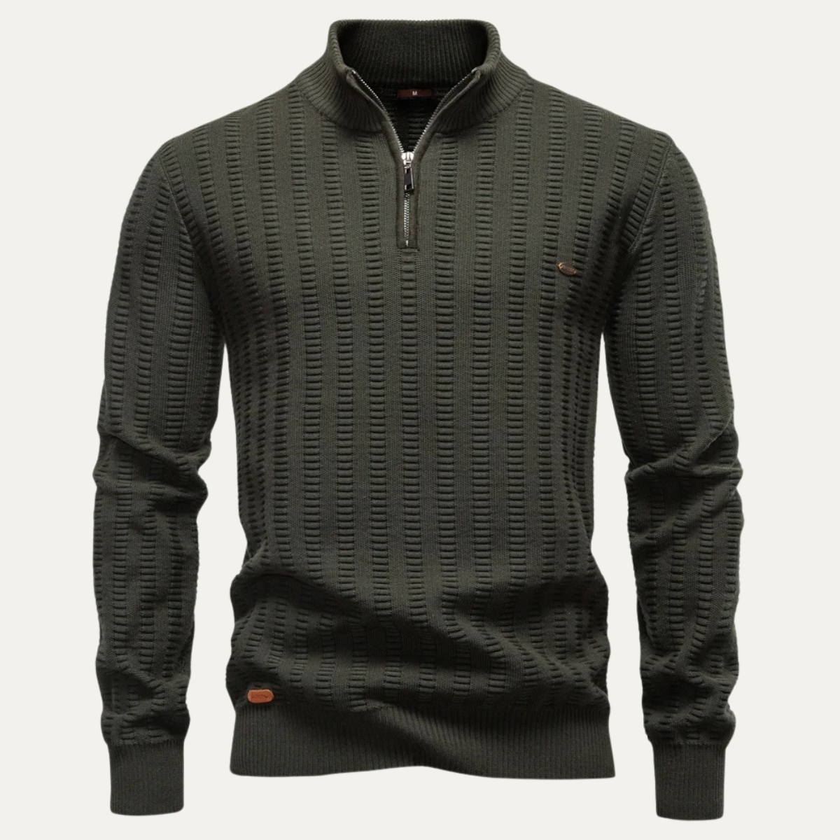 Warm Men's Half Zip Wool Winter Sweater