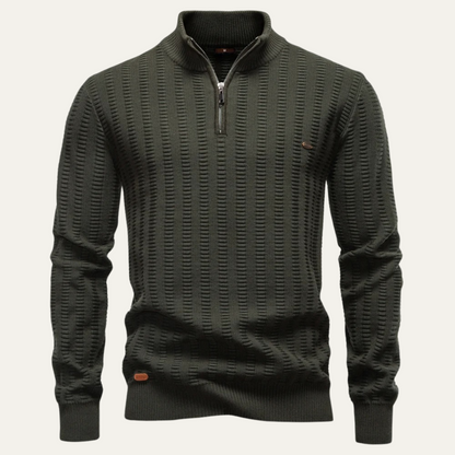 Warm Men's Half Zip Wool Winter Sweater