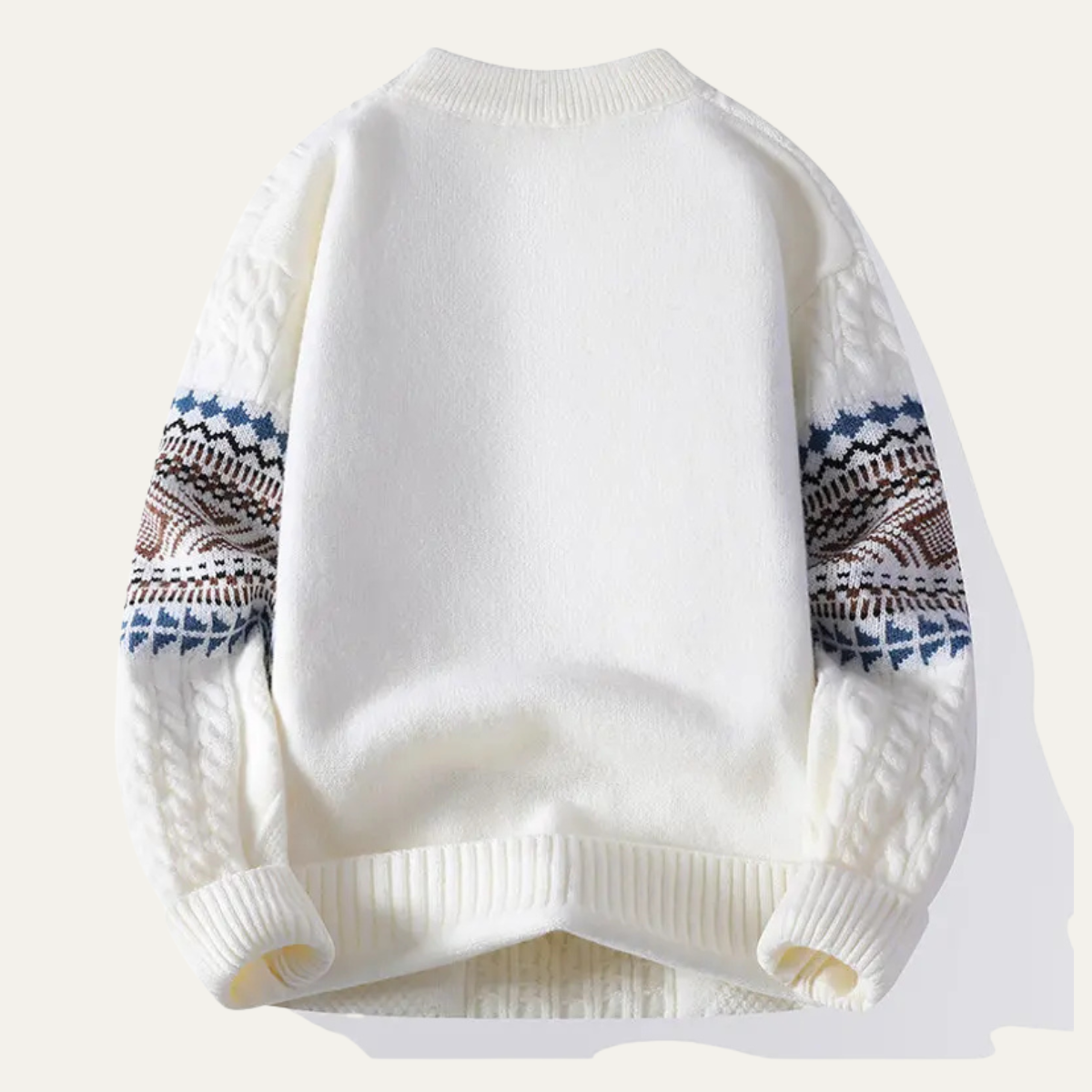 Cozy Mens Nordic Pattern Cable Knit Sweater