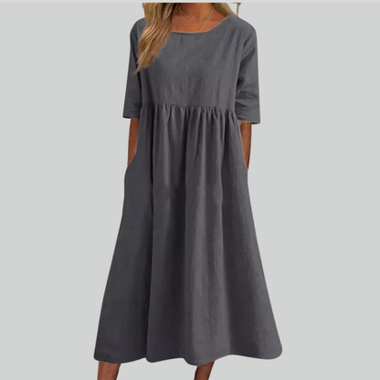 Comfortable Summer Cotton Dress with Pockets