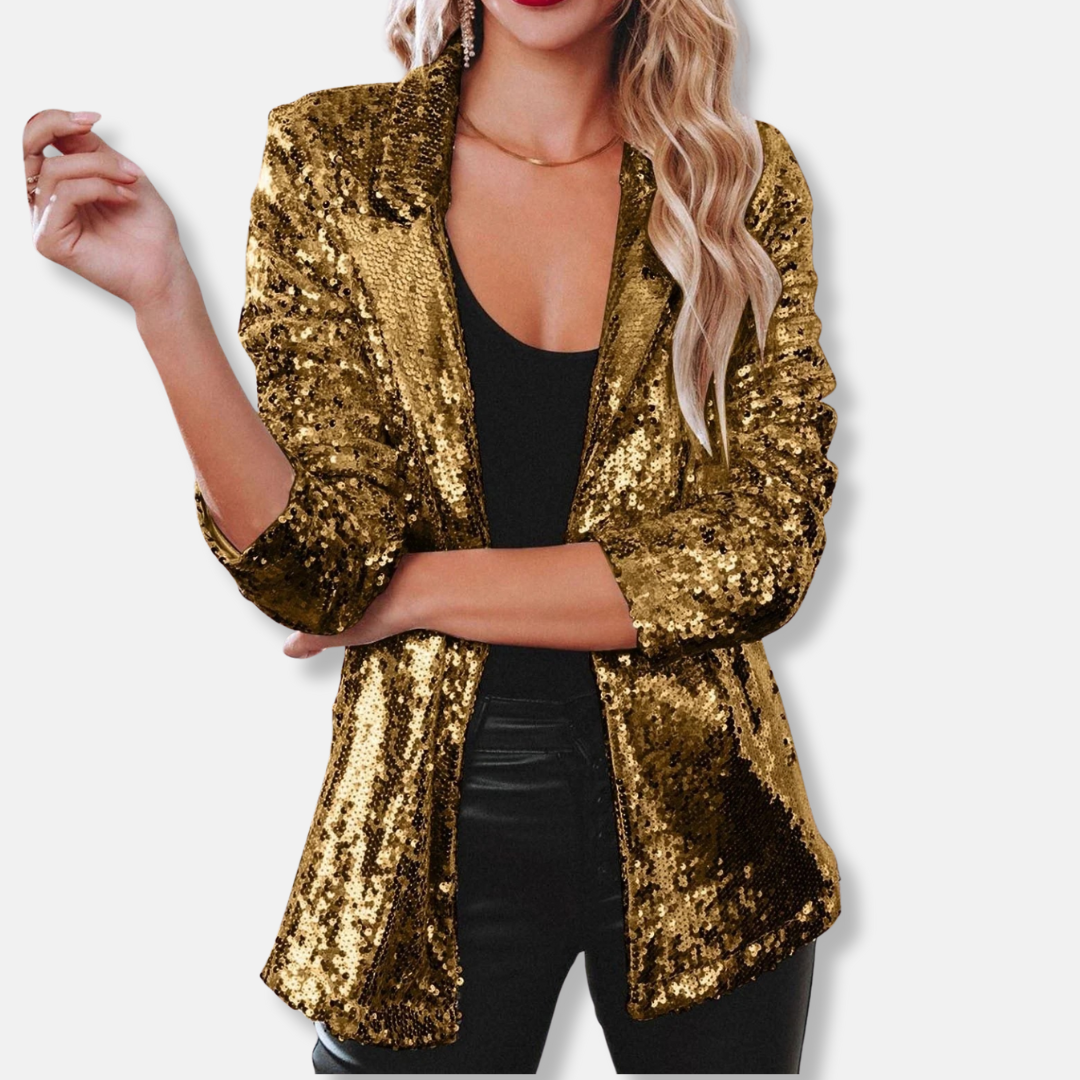 Glittering Sequin Collar Casual Blazer