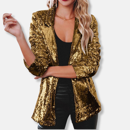 Glittering Sequin Collar Casual Blazer