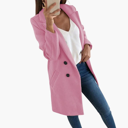 Ladies Classic Double Breasted Long Coat