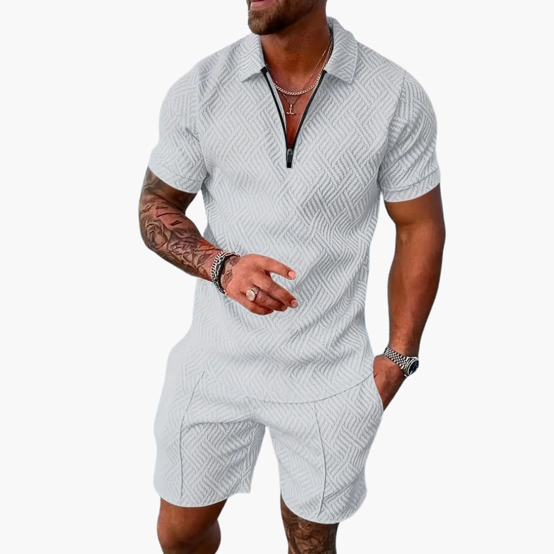 Men's Lightweight Zip Up Shorts Set