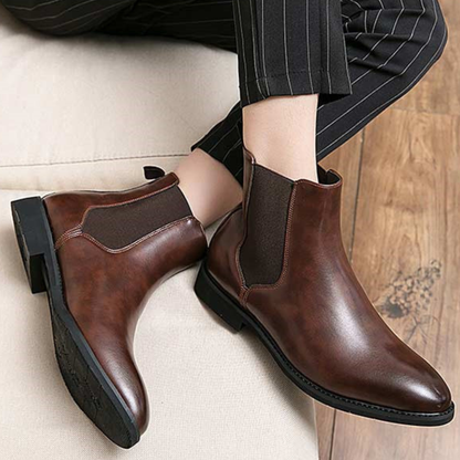 Classic Brown Leather Ankle Boots for Men