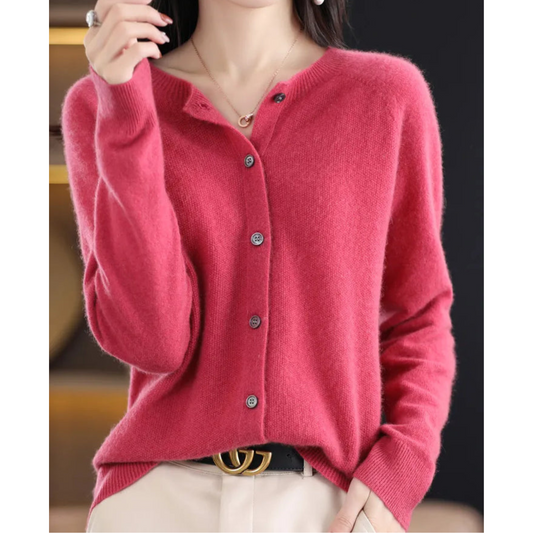 Simple Crew Neck Women's Cardigan - Vossary