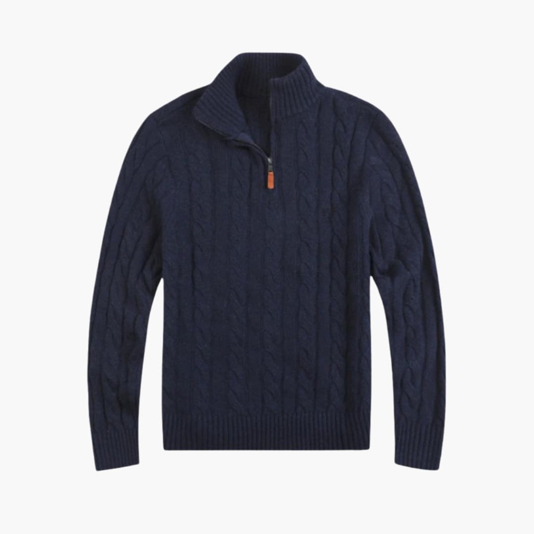 Men's Cable Knit Zip Up Sweater