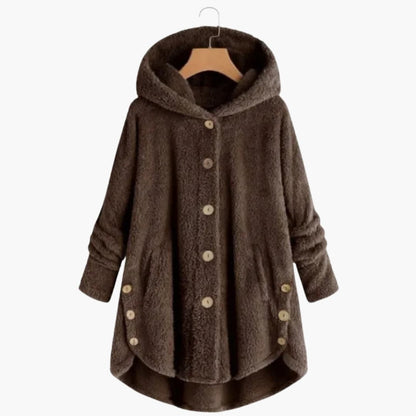 Ladies Warm Hooded Coat with Button Front