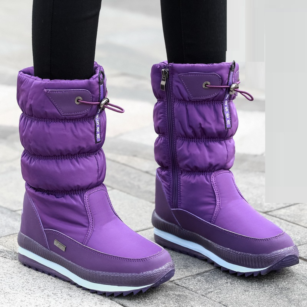 Warm Women's Snow Waterproof Zip Boots