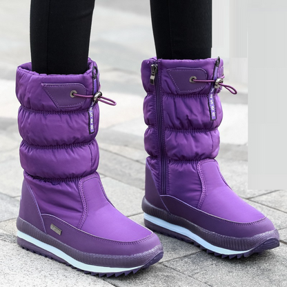 Warm Women's Snow Waterproof Zip Boots