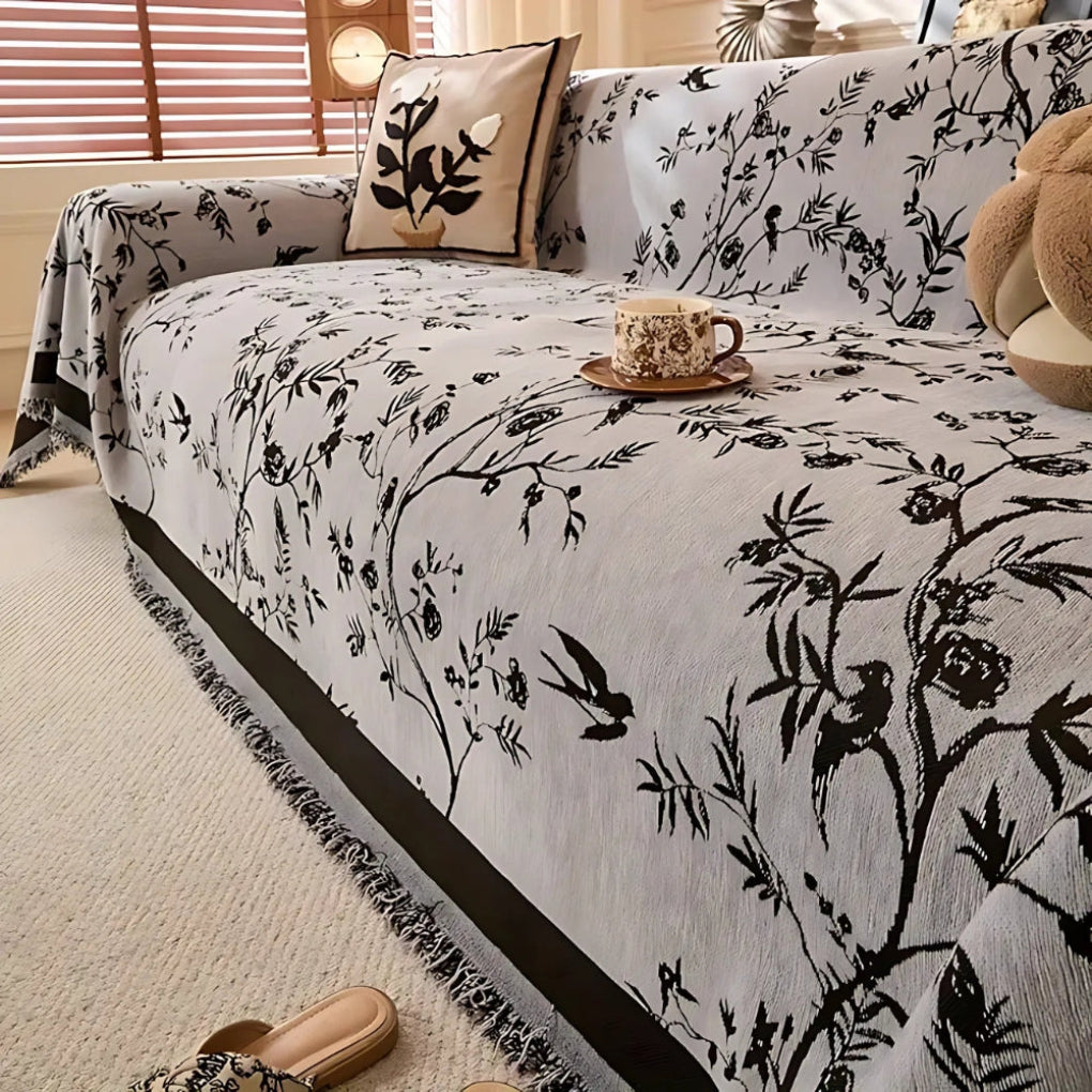 Beautiful Floral Border Throw Blanket
