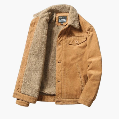 Warm Fleece Lined Mens Corduroy Button Jacket