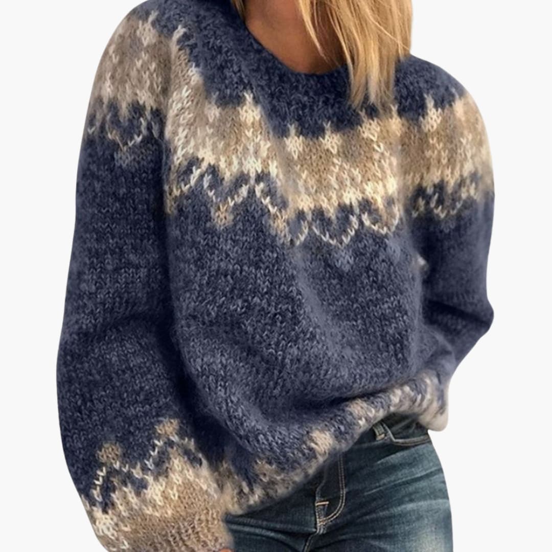 Ladies' Crew Neck Patterned Sweater