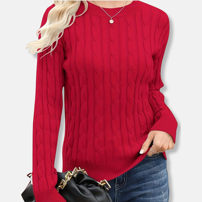 Soft Women's Crew Neck Cable Knit Sweater