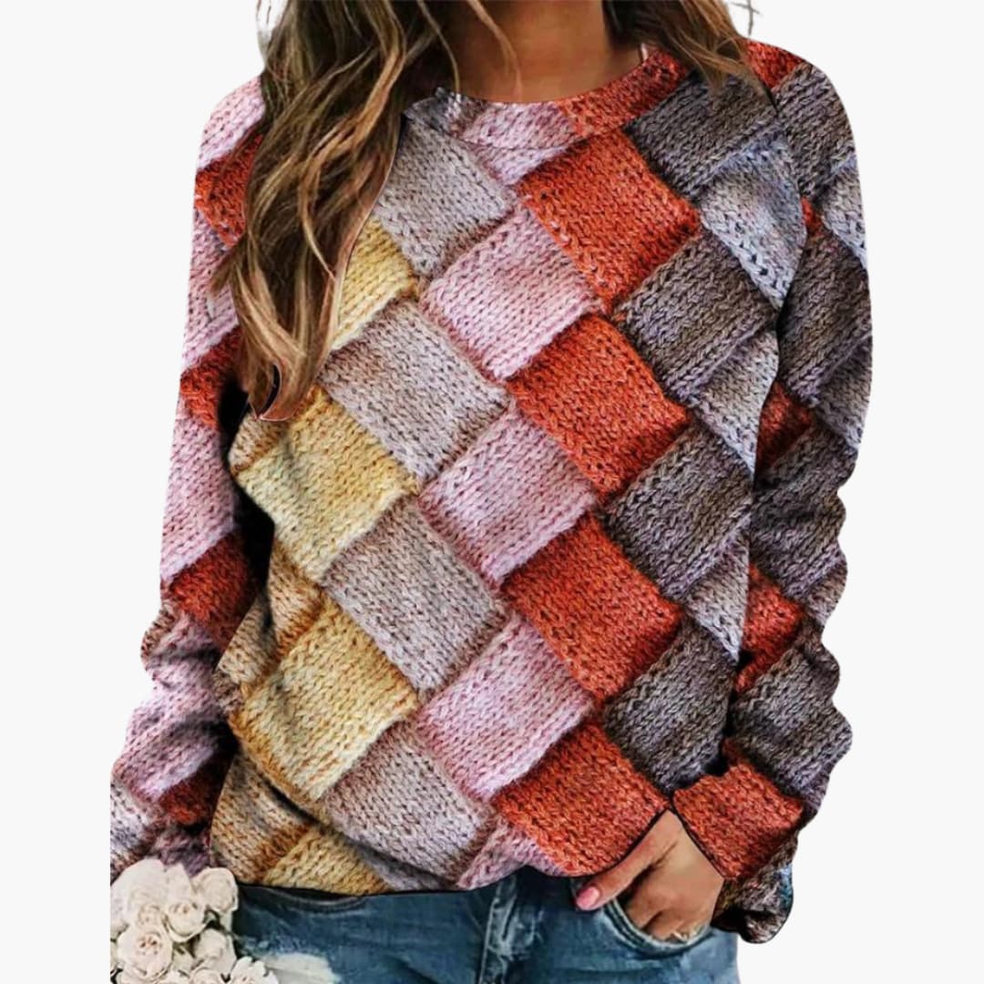 Colorful Women's Knitted Pullover Sweater - Vossary