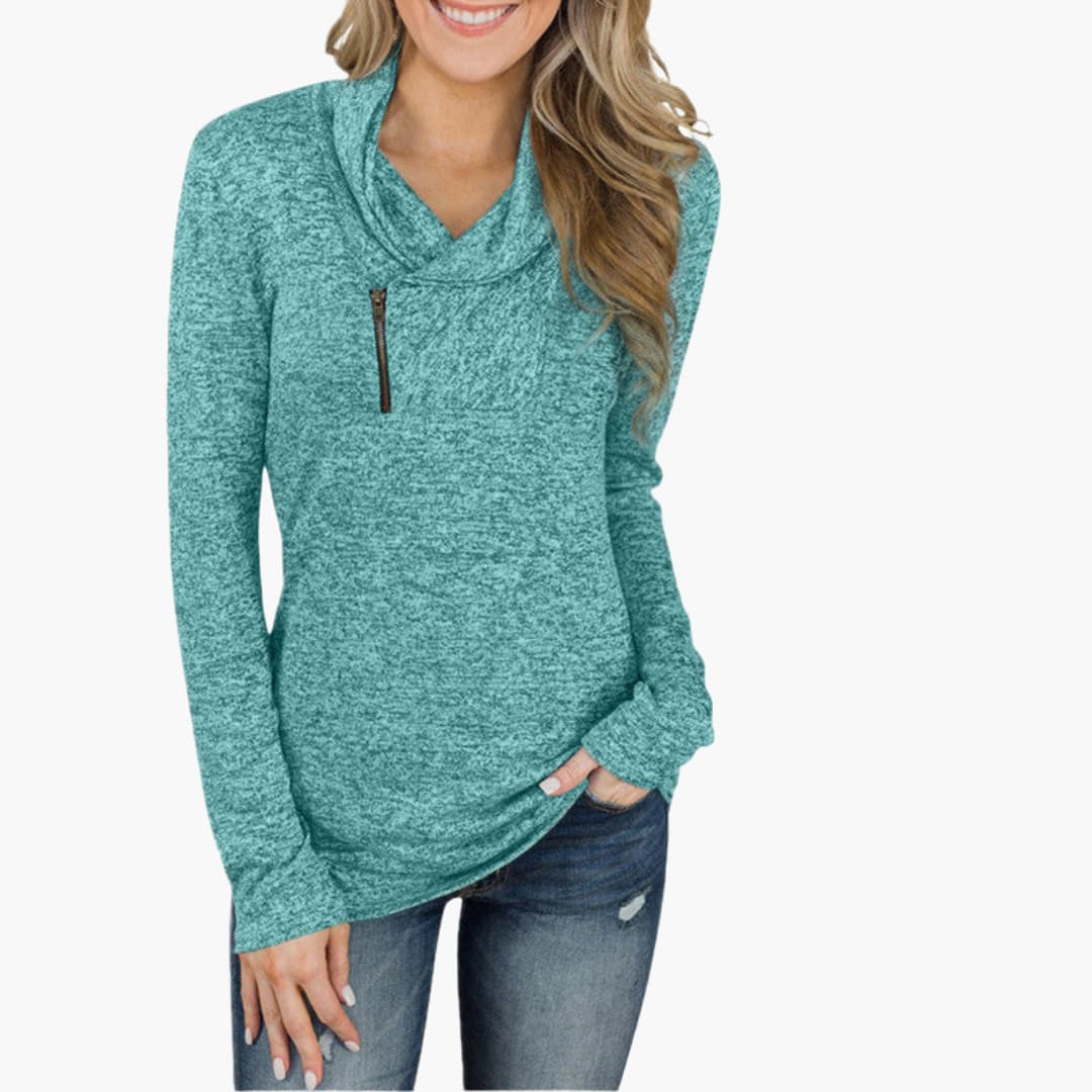 Classic Women's Zip Up Collar Sweater