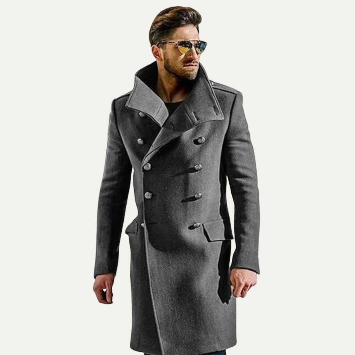 Classic Double Breasted Mens Wool Overcoat