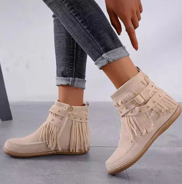 Comfy Chic Ladies Ankle Boots - Suede, Tassel, Everyday
