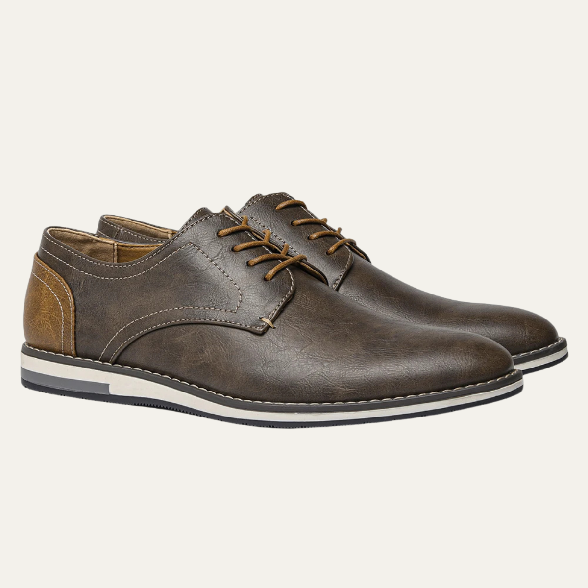 Classic Brown Leather Lace Up Sneakers