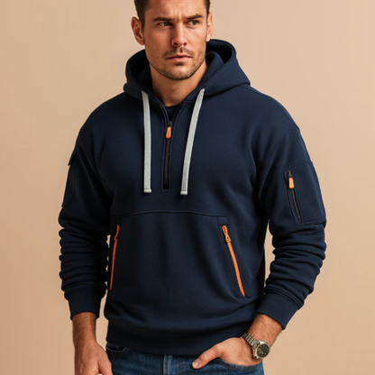Relaxed Fit Men's Zip Up Hooded Sweater Jacket