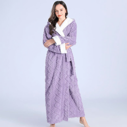 Plush Ladies Warm Hooded Bath Robe