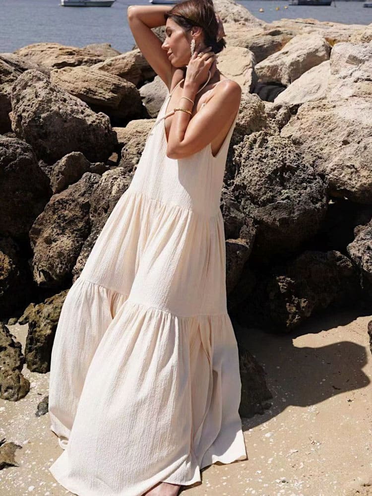 Strapless Summer Floor Length Sundress - EasyApparels