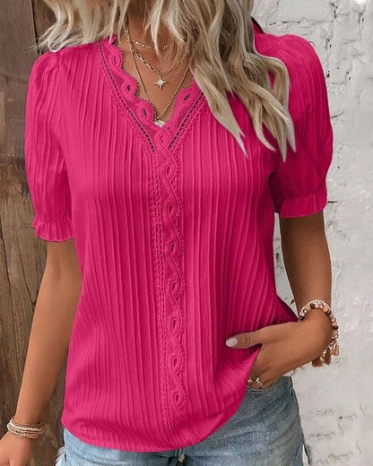 Chic V Neck Lace Top